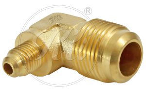 Brass Reducer Flared Elbow With Nut, Reducing Flare Elbow